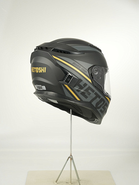 Шлем интеграл HETOSHI FF938 double visor Цв.Черно-серо-золотой Матовый р.S