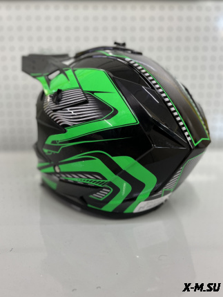 Шлем кроссовый HETOSHI EDX цв. Черно-зеленый р. M