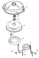 Маховик и статор (электрический) 2-Х ТАКТНОГО ПЛМ MERCURY 55 Серийный номер от 9973100 до 0P016999