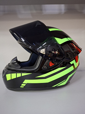 Шлем интеграл HETOSHI XD1-225 цв. Черно-зеленый  р. L