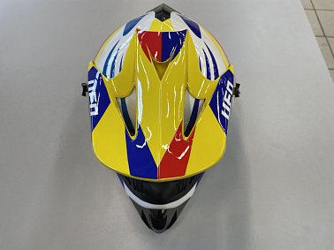 Шлем кроссовый HETOSHI UFD XD1-43 цв. Бело-сине-красно-желтый р. L 