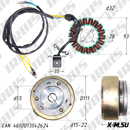 Генератор в сборе 4Т 162FMJ, 163FML (CG125-200) (18кат.)