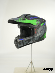 Шлем кроссовый HETOSHI OF836 EXOSS CROSS PRO MX289 цв.Черно-сине-зеленый Матовый р.XXL