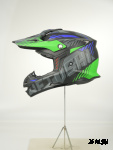 Шлем кроссовый HETOSHI OF836 EXOSS CROSS PRO MX289 цв.Черно-сине-зеленый Матовый р.L