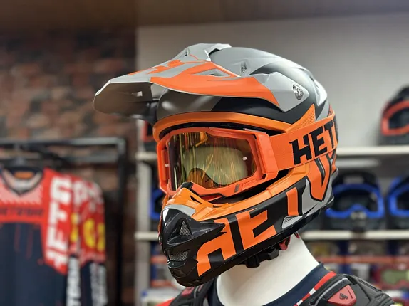 Шлем кроссовый HETOSHI OF836 EXOSS CROSS PRO MX289 цв.Серо-оранжево-черный Матовый р.M