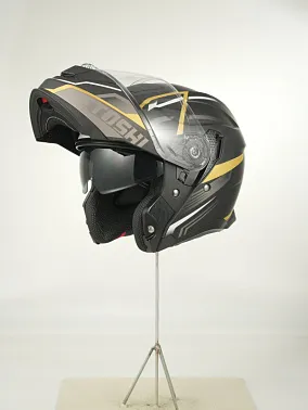 Шлем модуляр HETOSHI FF935 Shogun цв.Черно-бело-золотой  Матовый р.L
