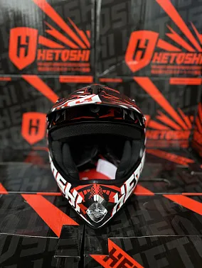Шлем кроссовый детский HETOSHI MX289 Цв. Красно-черно-белый Матовый р. L