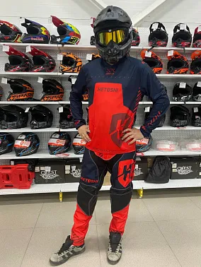 Штаны кроссовые HETOSHI DEMURE TYPE-3 цв, Красно-черный р.M